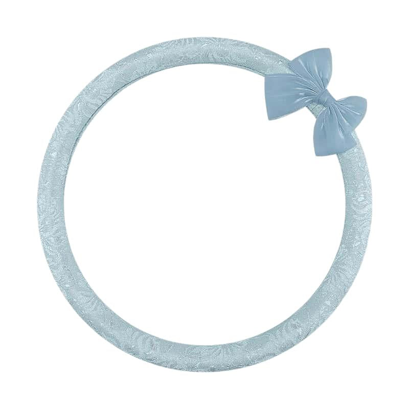 Lace Steering Wheel Cover 15 Inch Elegant Black with Large Bow-knot Design