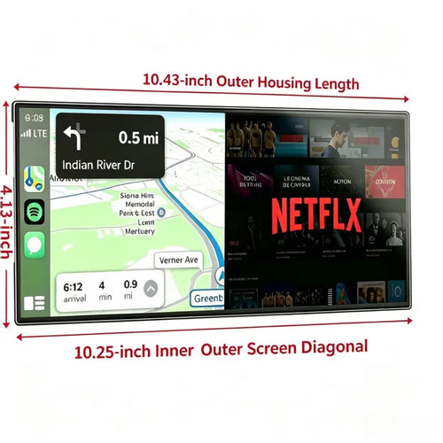 10.25-inch Smart Car Display with Multimedia App Support and 1080P Backup Camera Integration