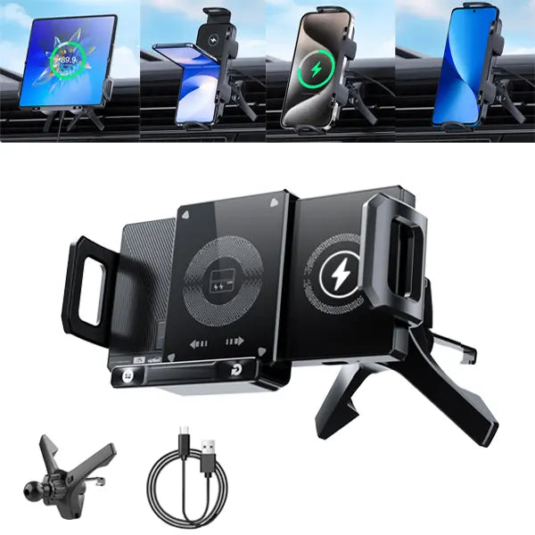 Wireless Auto-Clamping Car Charger Mount for 6-7.2 Inch Phones and Tablets