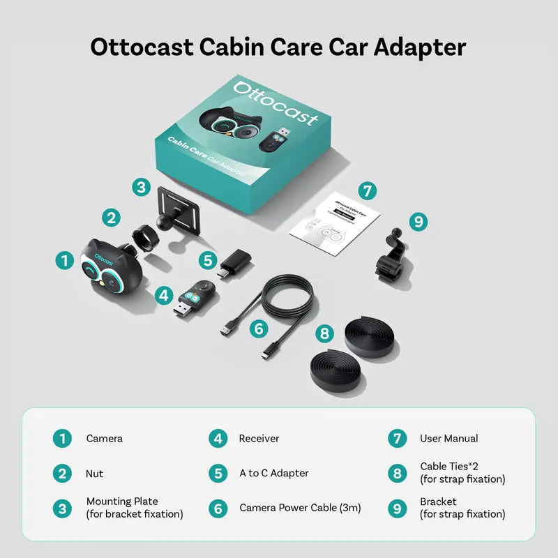 Baby Car Camera & Wireless Smartphone Integration Adapter, 1080P HD Rear Seat Monitor for In-Car Screen