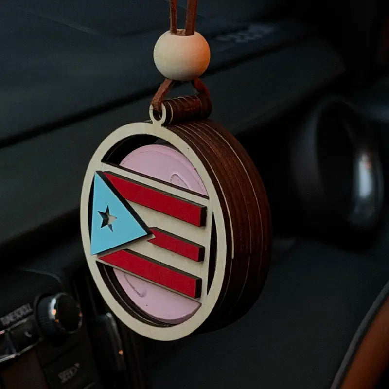 Puerto Rico Car Charm with Scented Air Freshener - Rearview Mirror Accessory for Vehicles