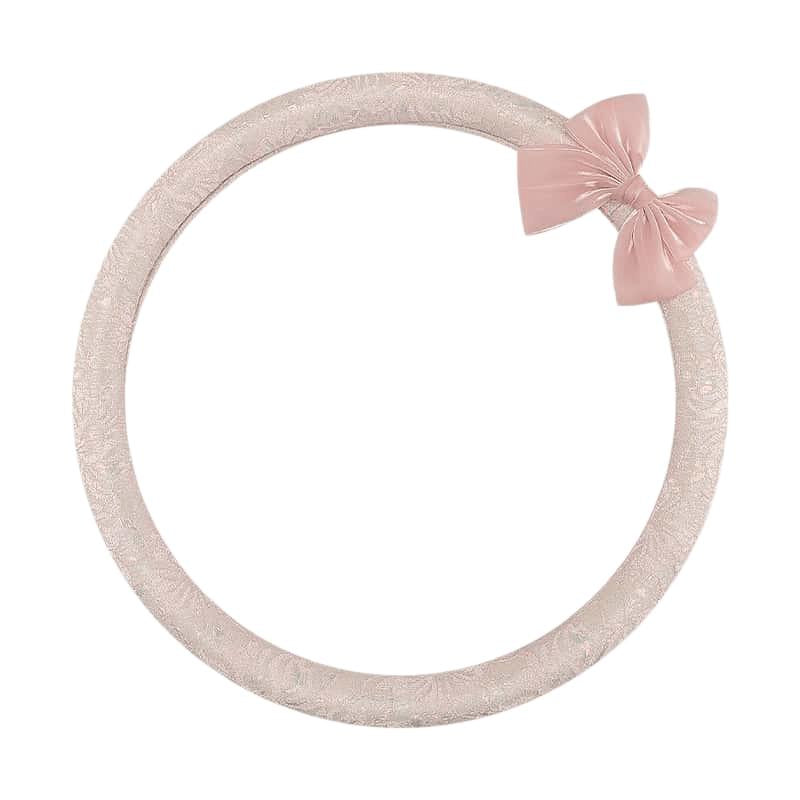 Lace Steering Wheel Cover 15 Inch Elegant Black with Large Bow-knot Design