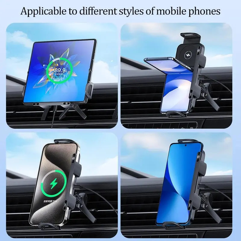 Wireless Auto-Clamping Car Charger Mount for 6-7.2 Inch Phones and Tablets