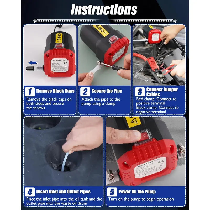 12V 80W Oil Extractor Pump - Fluid Transfer Suction Kit for Truck, RV, Boat