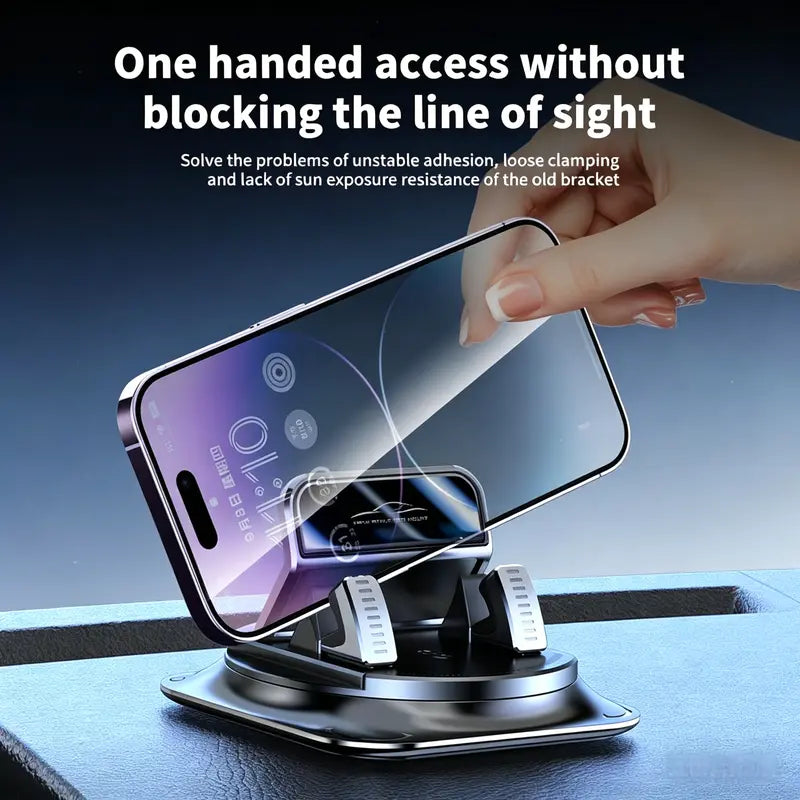 360° Rotation Car Phone Mount - Dashboard Phone Holder for All Smartphones, Black