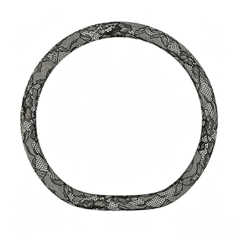 Lace Steering Wheel Cover 15 Inch Elegant Black with Large Bow-knot Design