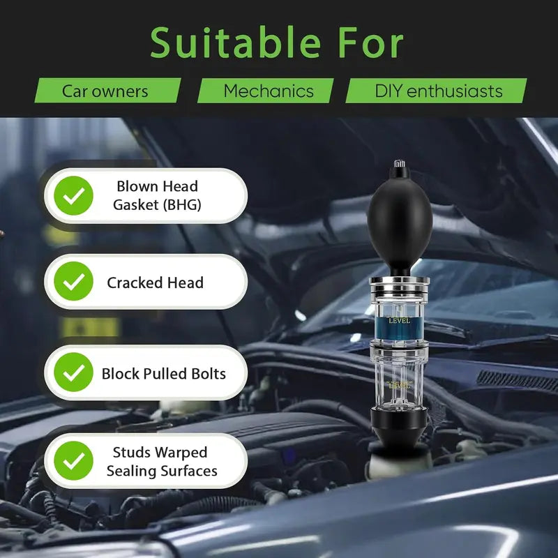 Dual-Chamber Head Gasket Tester Kit - Accurately & Quickly Detects Combustion Leaks