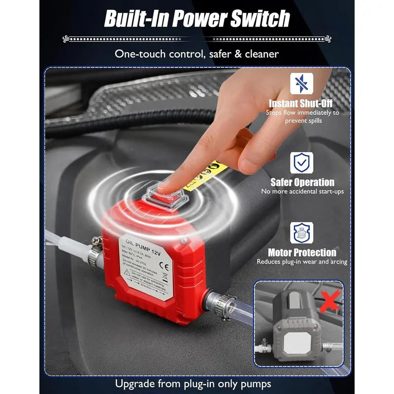 12V 80W Oil Extractor Pump - Fluid Transfer Suction Kit for Truck, RV, Boat