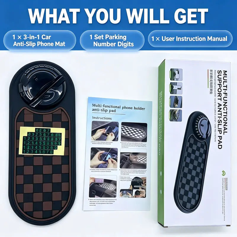 3-in-1 Car Dashboard Mat - Non-Slip Multi-Functional Phone Holder and Organizer