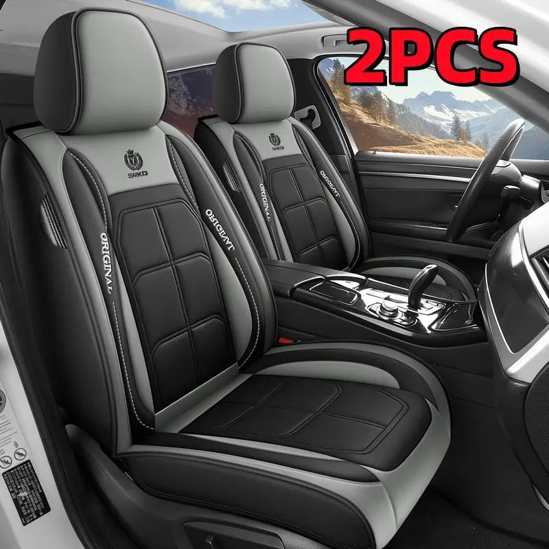 2 Pcs Set Premium Waterproof PU Leather Car Seat Covers - Universal Front Seat Protectors