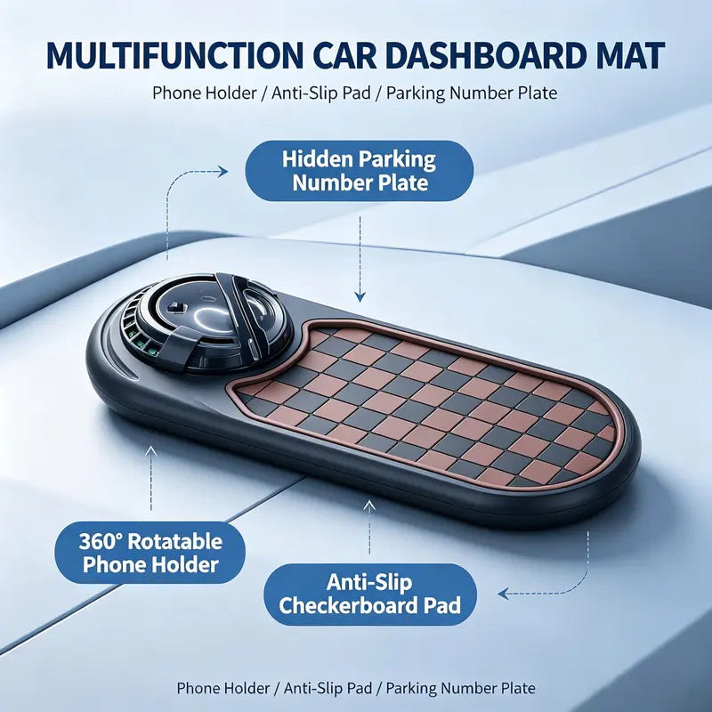 3-in-1 Car Dashboard Mat - Non-Slip Multi-Functional Phone Holder and Organizer