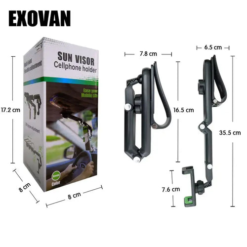 1080° Multi-function Universal Sun Visor Phone Holder - 360 Degree Rotating and Retractable Car Mount