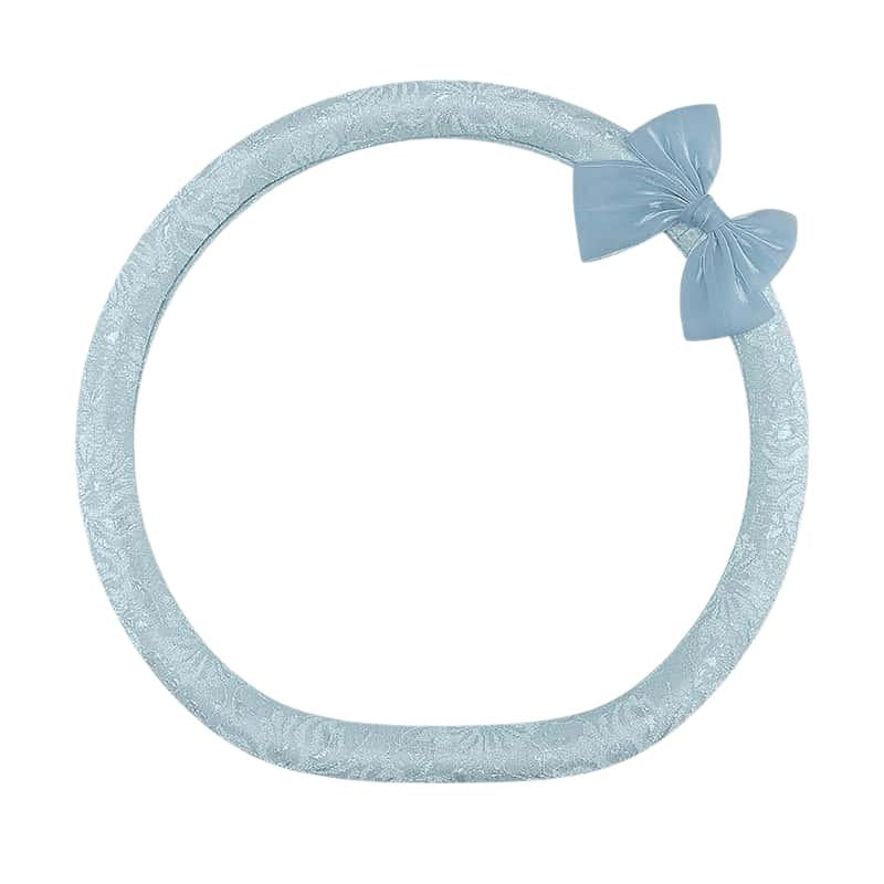Lace Steering Wheel Cover 15 Inch Elegant Black with Large Bow-knot Design