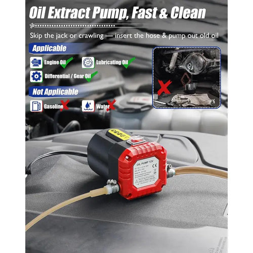 12V 80W Oil Extractor Pump - Fluid Transfer Suction Kit for Truck, RV, Boat
