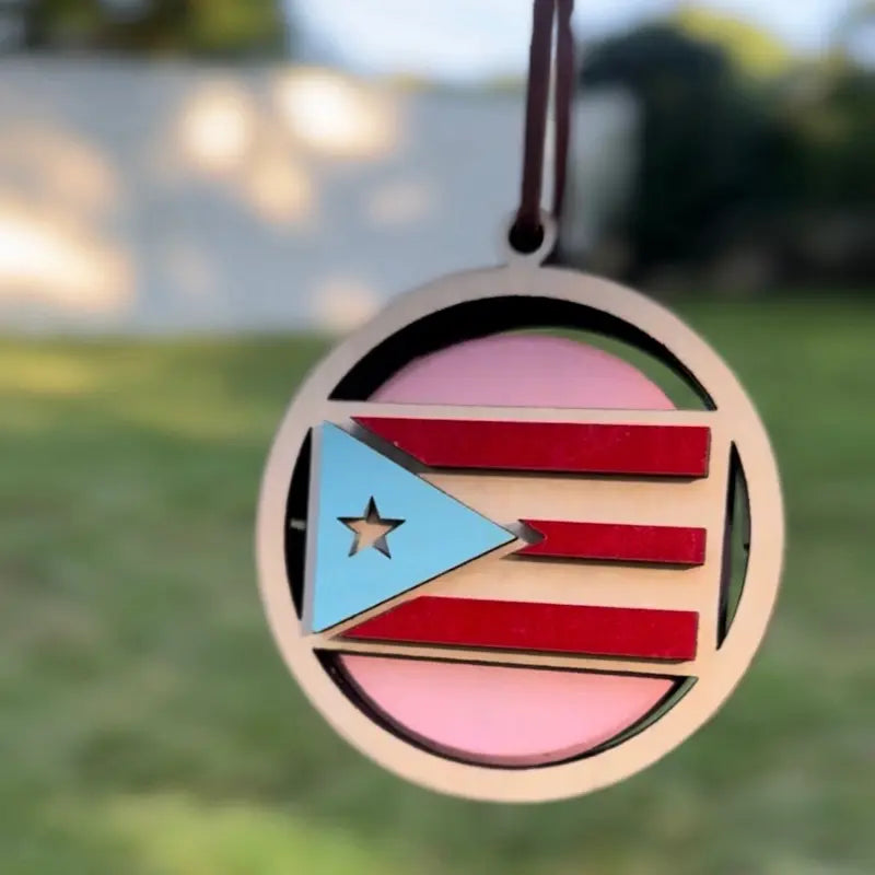 Puerto Rico Car Charm with Scented Air Freshener - Rearview Mirror Accessory for Vehicles