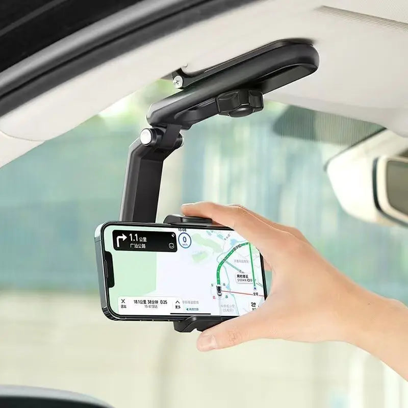 1080° Multi-function Universal Sun Visor Phone Holder - 360 Degree Rotating and Retractable Car Mount