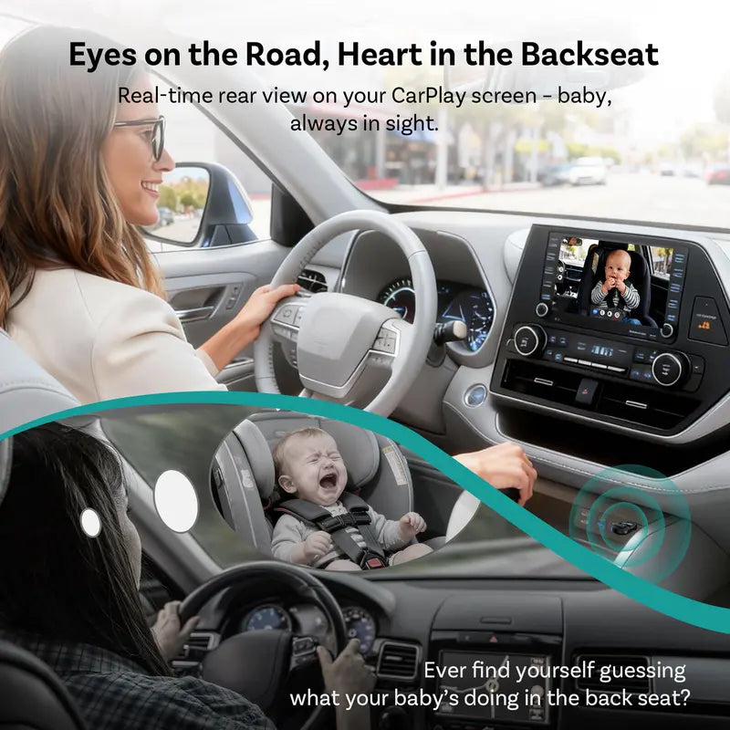 Baby Car Camera & Wireless Smartphone Integration Adapter, 1080P HD Rear Seat Monitor for In-Car Screen