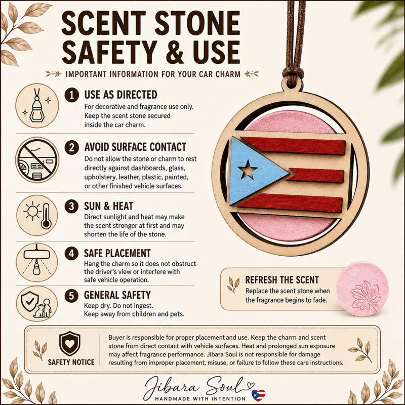 Puerto Rico Car Charm with Scented Air Freshener - Rearview Mirror Accessory for Vehicles