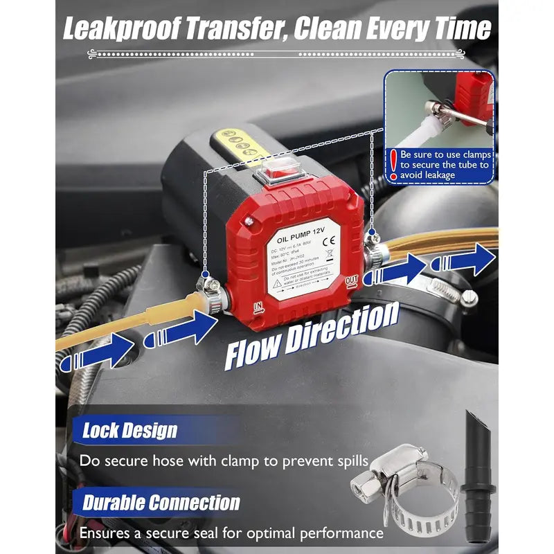 12V 80W Oil Extractor Pump - Fluid Transfer Suction Kit for Truck, RV, Boat