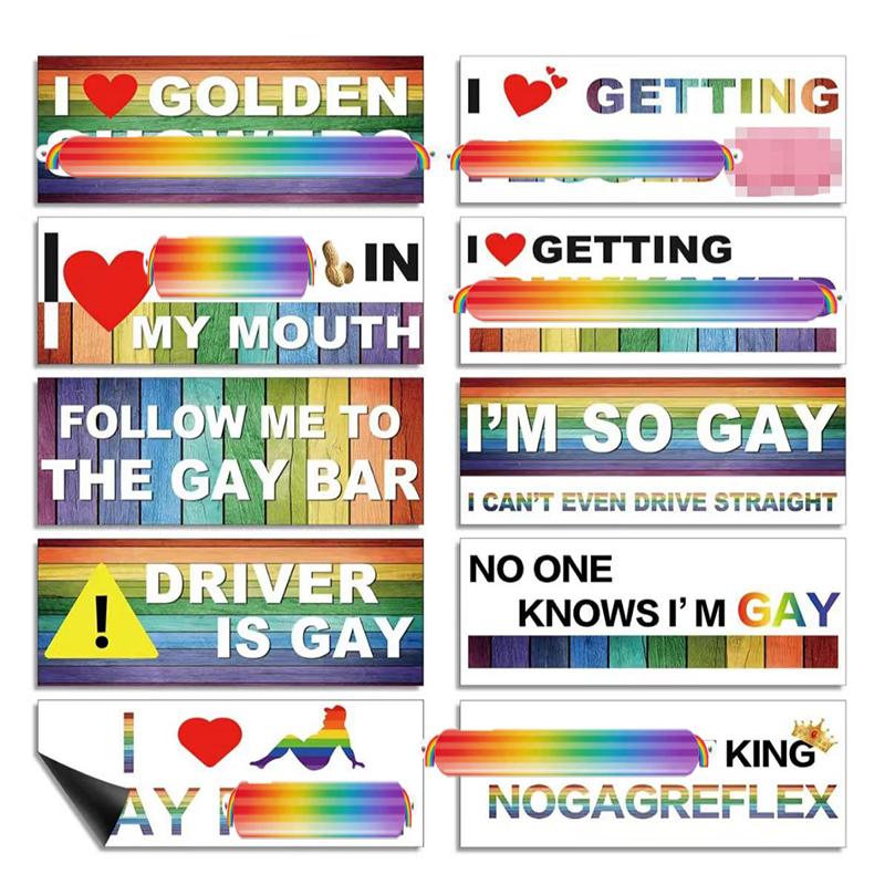 Rainbow Magnetic Bumper Sticker - Funny Reusable Car Magnet for Trucks and Refrigerators, 7.8 x 3.1 Inches