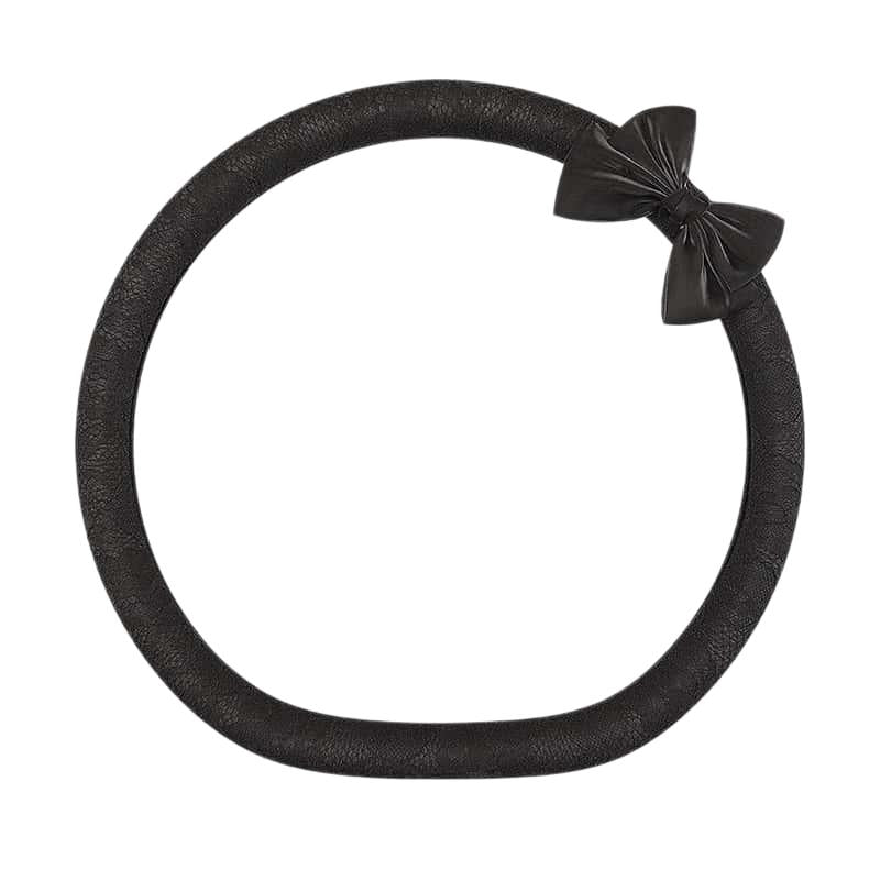 Lace Steering Wheel Cover 15 Inch Elegant Black with Large Bow-knot Design