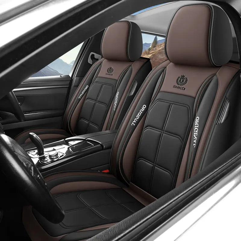2 Pcs Set Premium Waterproof PU Leather Car Seat Covers - Universal Front Seat Protectors