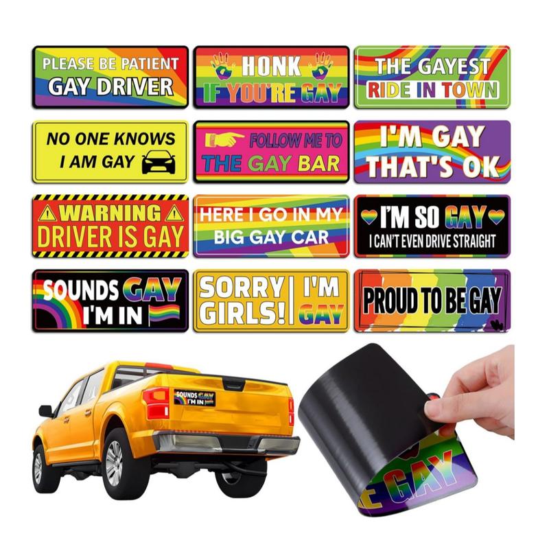 Rainbow Magnetic Bumper Sticker - Funny Reusable Car Magnet for Trucks and Refrigerators, 7.8 x 3.1 Inches