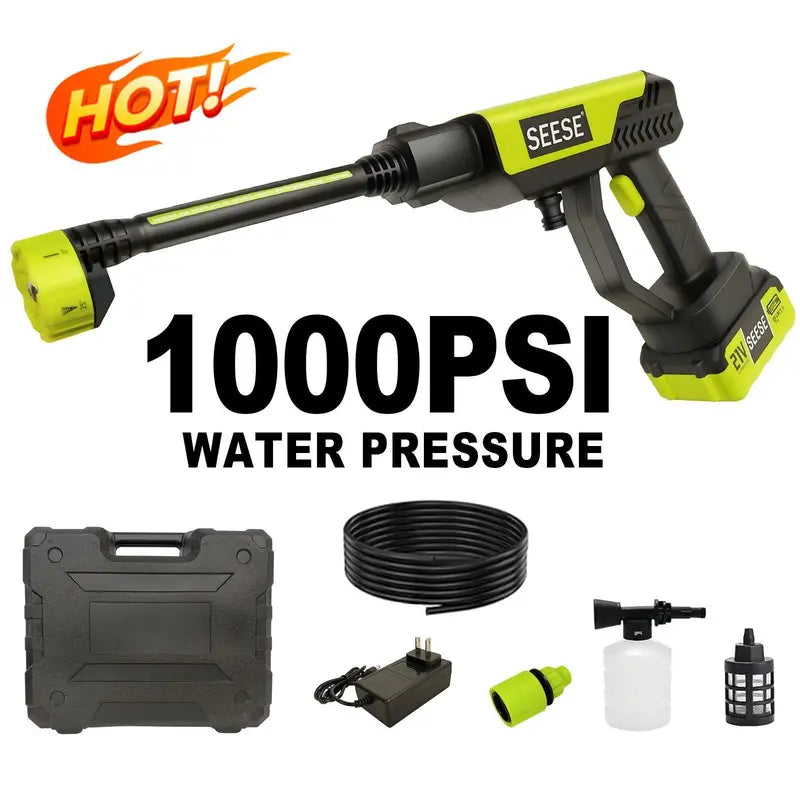 21V Cordless Car Washing Bundle: 1000 PSI Pressure Washer & 1000G Turbo Leaf Blower Combo Kit
