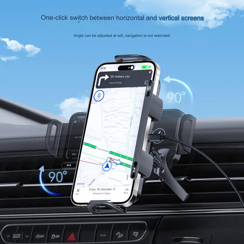 Wireless Auto-Clamping Car Charger Mount for 6-7.2 Inch Phones and Tablets