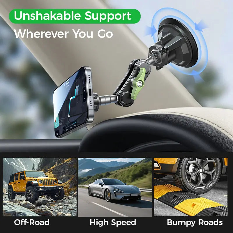 High Performance Ultra Durable Car Phone Holder with Vacuum Secure Washable Suction Cup