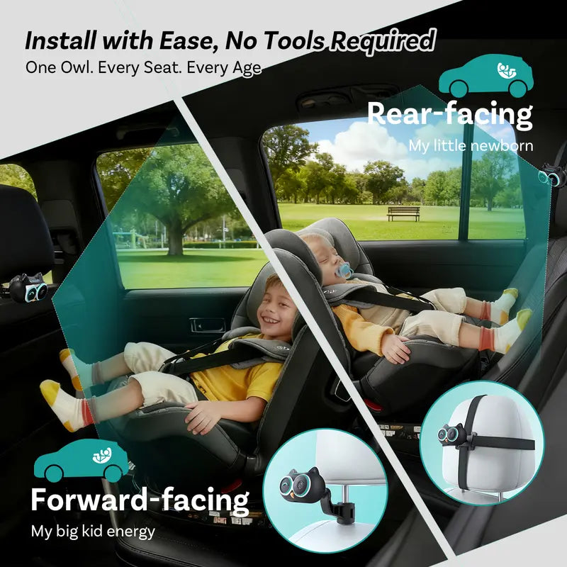 Baby Car Camera & Wireless Smartphone Integration Adapter, 1080P HD Rear Seat Monitor for In-Car Screen