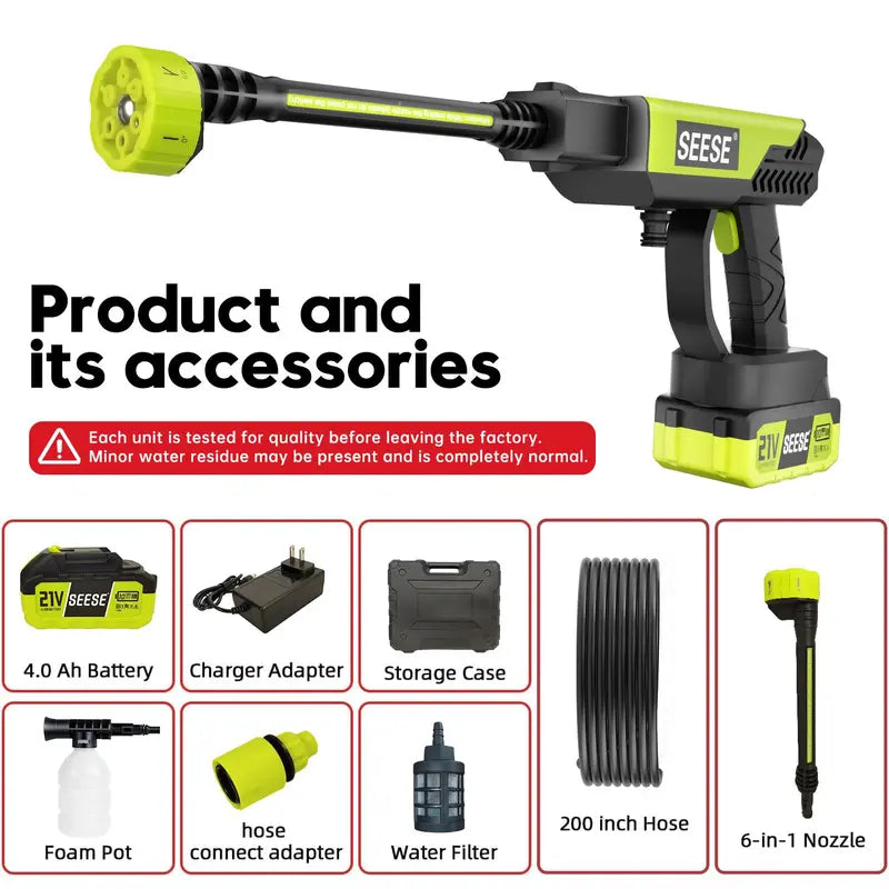 21V Cordless Car Washing Bundle: 1000 PSI Pressure Washer & 1000G Turbo Leaf Blower Combo Kit