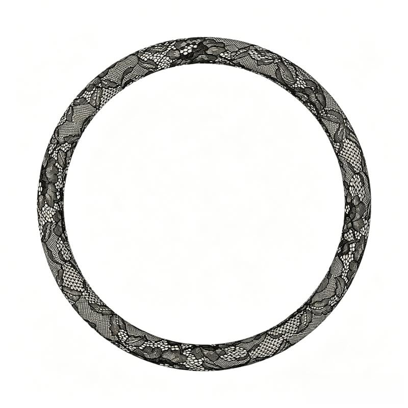 Lace Steering Wheel Cover 15 Inch Elegant Black with Large Bow-knot Design
