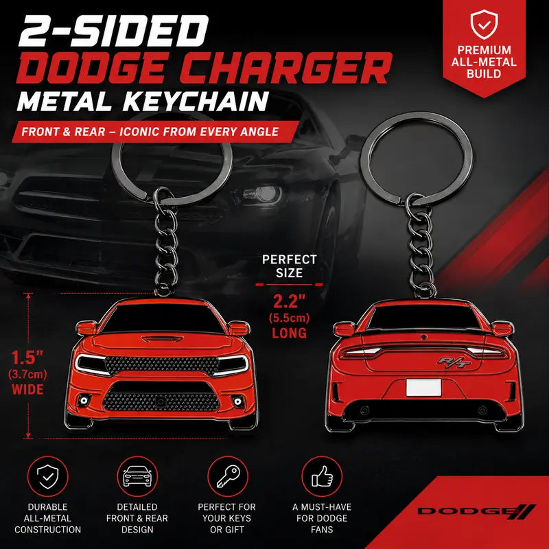 2-Sided Muscle Car Keychain - Automotive Exterior Decoration Accessory for Enthusiasts