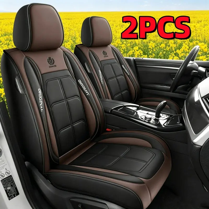 2 Pcs Set Premium Waterproof PU Leather Car Seat Covers - Universal Front Seat Protectors