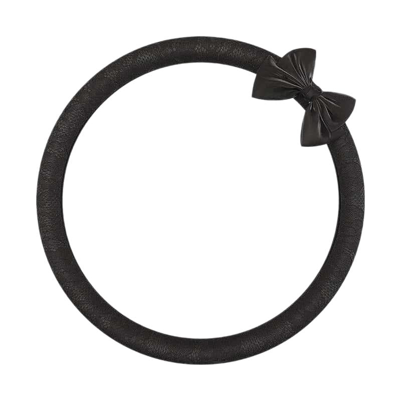 Lace Steering Wheel Cover 15 Inch Elegant Black with Large Bow-knot Design