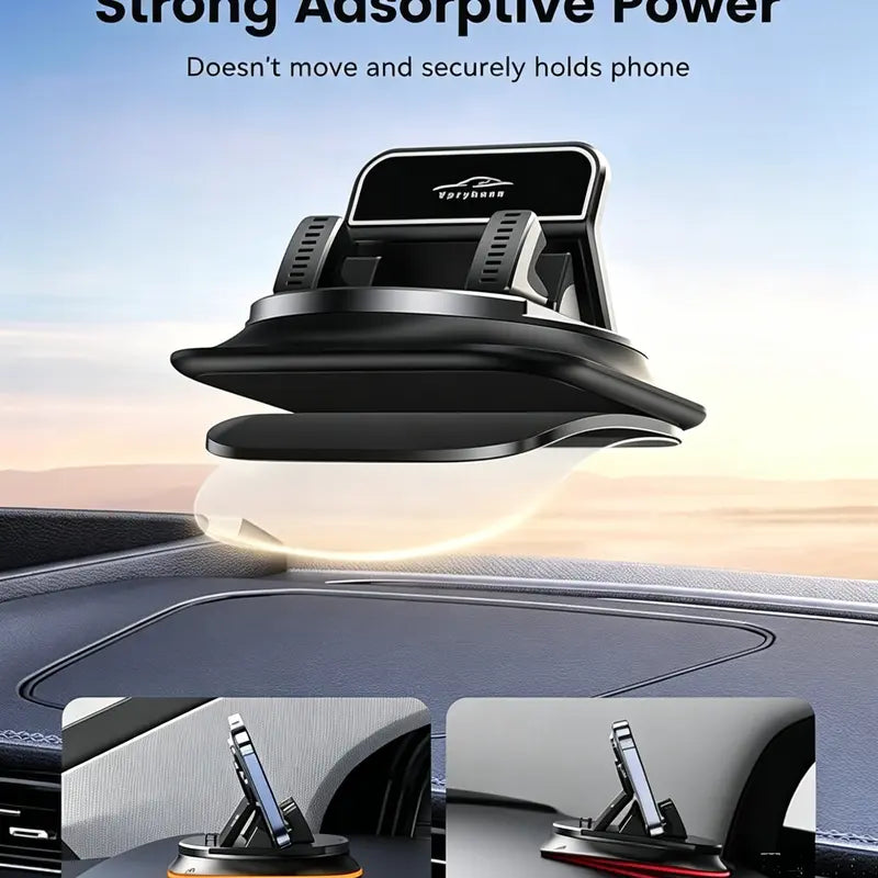 360° Rotation Car Phone Mount - Dashboard Phone Holder for All Smartphones, Black