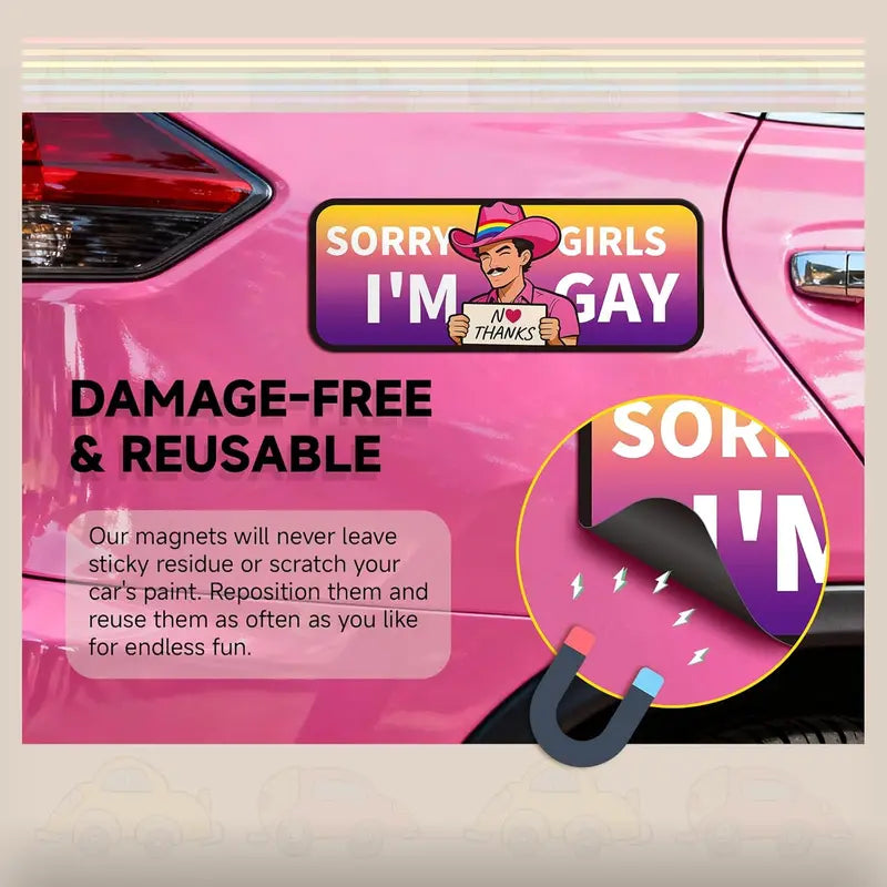 Rainbow Magnetic Bumper Sticker - Funny Reusable Car Magnet for Trucks and Refrigerators, 7.8 x 3.1 Inches