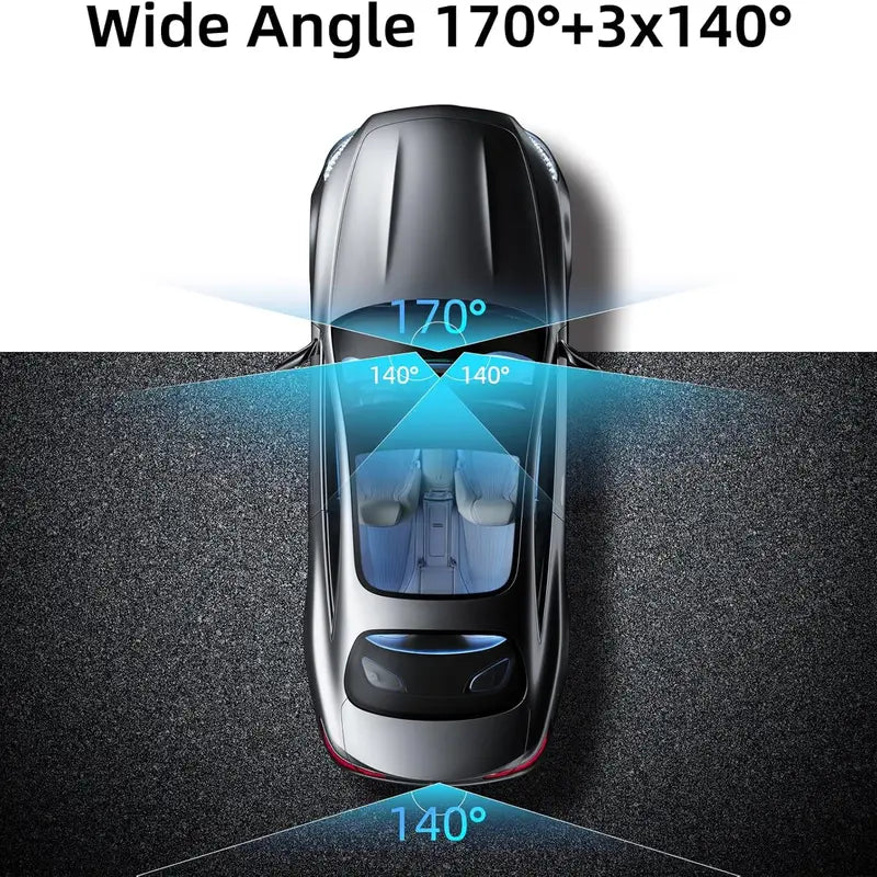 4 Channel Dash Cam with 360° Surround View and 24/7 Parking Monitor