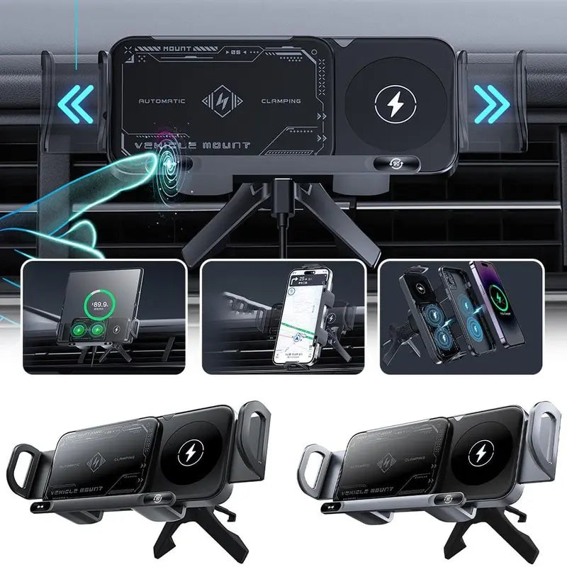 Wireless Auto-Clamping Car Charger Mount for 6-7.2 Inch Phones and Tablets
