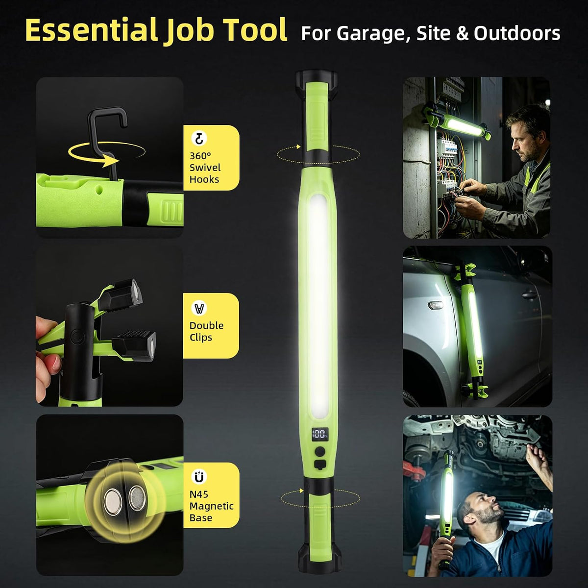 Under Hood Work Light, 3000LM IP66 Magnetic COB Cordless LED Light Bar for Auto Repair