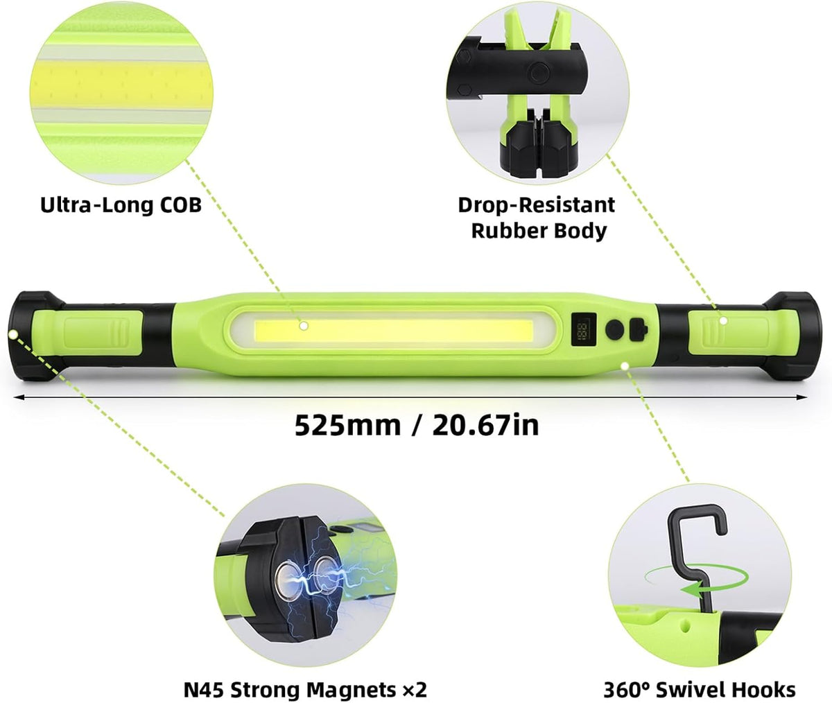 Under Hood Work Light, 3000LM IP66 Magnetic COB Cordless LED Light Bar for Auto Repair